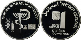 Weltmünzen und Medaillen, Israel. Medizin in Israel. 1 New Sheqel 1995, Silber. 0.43 OZ. KM 263. Proof Like