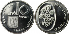 Weltmünzen und Medaillen , Israel. Pidyon Haben. 10 Lirot 1974, 0.75 OZ. Silber. KM 76.2. Polierte Platte