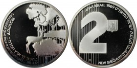 Weltmünzen und Medaillen, Israel. Das Gelobte Land - Gazelle. 2 New Sheqalim 1989, Silber. 0.79 OZ. KM 200. Polierte Platte