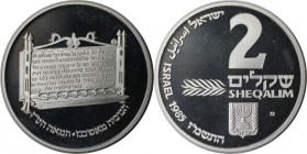 Weltmünzen und Medaillen, Israel. Chanukka - Ashkenaz Leuchter. 2 Sheqalim 1985, Silber. 0.79 OZ. KM 162. Polierte Platte