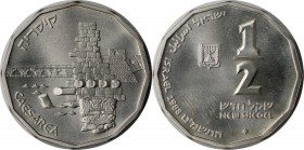 Weltmünzen und Medaillen, Israel. Historische Stätten - Caesarea - antike Hafenstadt. ½ New Sheqel 1988, Silber. 0.20 OZ. KM 188. Stempelglanz