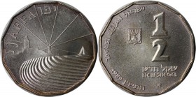 Weltmünzen und Medaillen, Israel. Hafen von Jaffa. ½ New Sheqel 1989, Silber. 0.2 OZ. KM 202. Stempelglanz
