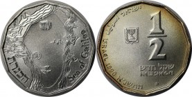 Weltmünzen und Medaillen, Israel. Historische Stätten - See von Galiläa. ½ New Sheqel 1990, Silber. 0.2 OZ. KM 209. Stempelglanz