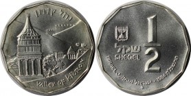 Weltmünzen und Medaillen, Israel. Historische Stätten - Kidrontal-Absalom. ½ Sheqel 1984, Silber. KM 140. Stempelglanz