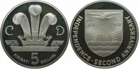 Weltmünzen und Medaillen, Kiribati. 5 Dollars 1981, Silber. 0.85 OZ. KM 10a. Polierte Platte