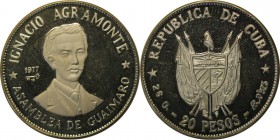 Weltmünzen und Medaillen , Kuba / Cuba. 20 Pesos 1977, Silber. 0.77 OZ. Polierte Platte