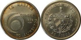 Weltmünzen und Medaillen , Kuba / Cuba. 20 Peso 1979, Silber. 0.77 OZ. Stempelglanz