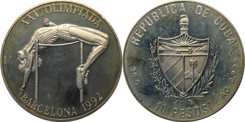 Weltmünzen und Medaillen, Kuba / Cuba. 10 Pesos 1992, Silber. 0.83 OZ. Polierte ...