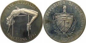 Weltmünzen und Medaillen, Kuba / Cuba. 10 Pesos 1992, Silber. 0.83 OZ. Polierte Platte