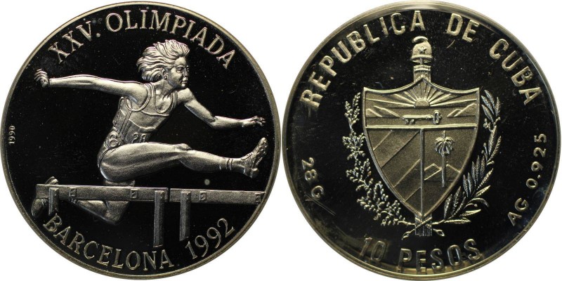 Weltmünzen und Medaillen , Kuba / Cuba. 10 Pesos 1992, Silber. 0.83 OZ. Polierte...