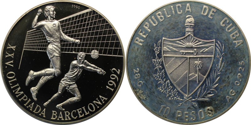 Weltmünzen und Medaillen, Kuba / Cuba. 10 Pesos 1992, Silber. 0.83 OZ. Polierte ...