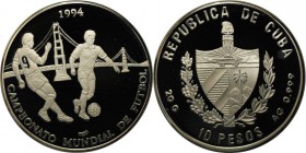 Weltmünzen und Medaillen, Kuba / Cuba. 10 Pesos 1994, Silber. 0.64 OZ. Polierte Platte