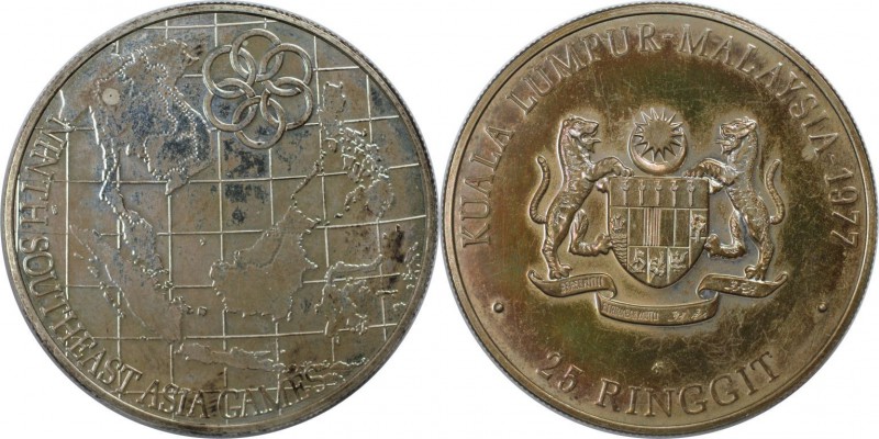 Weltmünzen und Medaillen, Malaysia. 25 Ringgit 1977, Silber. 1.04 OZ. KM 23. Ste...