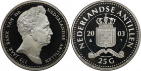 Weltmünzen und Medaillen, Niederländische Antillen / Netherlands Antilles. 25 Gulden 2003, Silber. 0.75 OZ. Polierle Platte