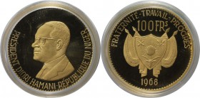 Weltmünzen und Medaillen, Niger. 10 Jahre Unabhängigkeit. Präsidenten Hamani Diori. 100 Francs 1968, Gold. KM 11. PCGS PR65 DCAM