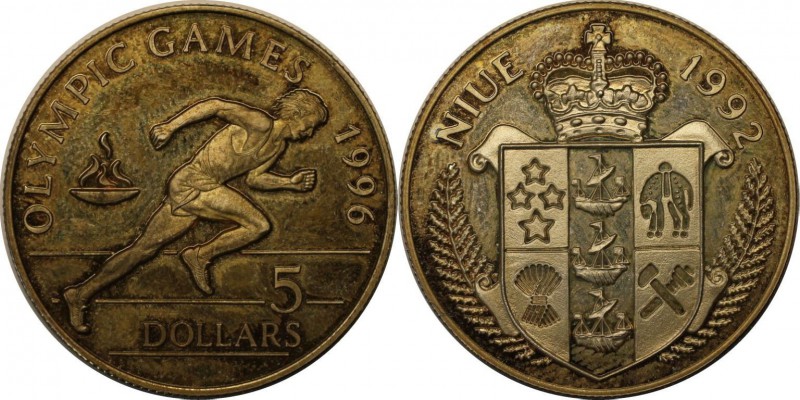 Weltmünzen und Medaillen, Niue. Olympische Spiele 1996 - Sprinter. 5 Dollars 199...