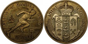 Weltmünzen und Medaillen, Niue. Olympische Spiele 1996 - Sprinter. 5 Dollars 1992, Silber. 0.16 OZ. KM #61. Polierte Platte