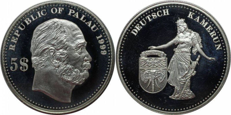 Weltmünzen und Medaillen, Palau. 5 Dollar 1999, Silber. 0.74 OZ. KM 19. Polierte...