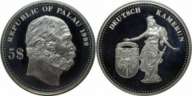 Weltmünzen und Medaillen, Palau. 5 Dollar 1999, Silber. 0.74 OZ. KM 19. Polierte Platte