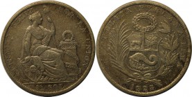 Weltmünzen und Medaillen, Peru. 1/2 Sol 1922, Silber. 0.20 OZ. Sehr Schön