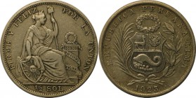 Weltmünzen und Medaillen, Peru. 1/2 Sol 1923, Silber. 0.20 OZ. Sehr Schön-Vorzüglich