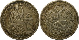 Weltmünzen und Medaillen, Peru. 1 Sol 1925, Silber. 0.40 OZ. Sehr Schön