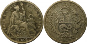 Weltmünzen und Medaillen, Peru. 1/2 Sol 1927, Silber. 0.20 OZ. Sehr Schön