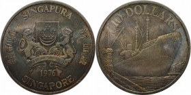 Weltmünzen und Medaillen, Singapur / Singapore. 10 Dollars 1976, Silber. 0.5 OZ. KM 15. Stempelglanz