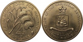 Weltmünzen und Medaillen, St. Vincent / Saint Vincent. FAO, Einweihung der Karibischen Entwicklungsbank. 4 Dollars 1970. Stempelglanz. Min.berührt.