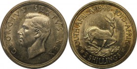 Weltmünzen und Medaillen, Südafrika / South Africa. 5 Shilling 1948, Silber. 0.73 OZ. Vorzüglich-Stempelglanz