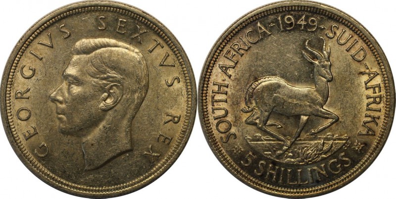 Weltmünzen und Medaillen, Südafrika / South Africa. 5 Shilling 1949, Silber. 0.7...