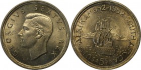 Weltmünzen und Medaillen, Südafrika / South Africa. 5 Shilling 1952, Silber. 0.46 OZ. Vorzüglich-Stempelglanz