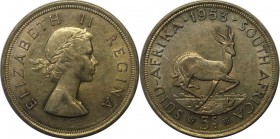 Weltmünzen und Medaillen, Südafrika / South Africa. 5 Shilling 1953, Silber. 0.46 OZ. Vorzüglich-Stempelglanz