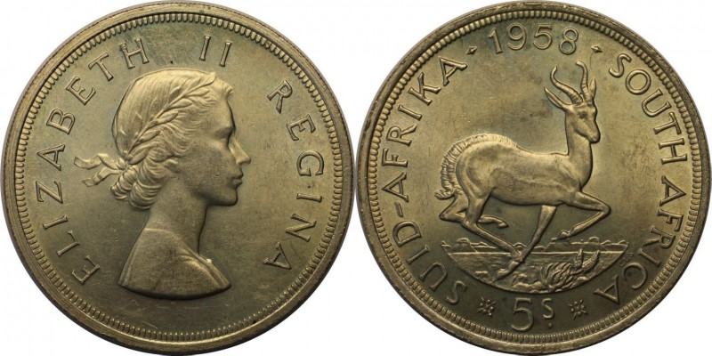 Weltmünzen und Medaillen, Südafrika / South Africa. 5 Shilling 1958, Silber. 0.4...