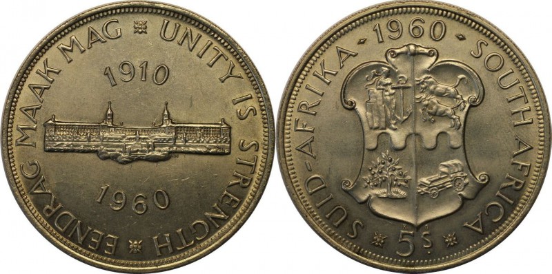 Weltmünzen und Medaillen, Südafrika / South Africa. 5 Shilling 1960, Silber. 0.4...