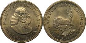 Weltmünzen und Medaillen, Südafrika / South Africa. 50 Cents 1961, Silber. 0.46 OZ. Stempelglanz