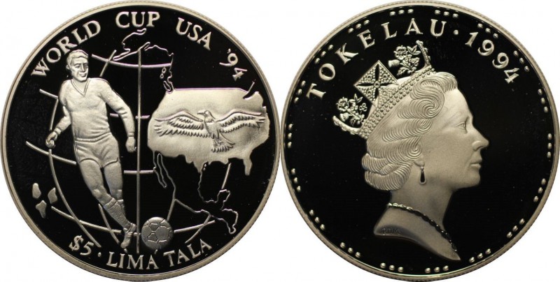 Weltmünzen und Medaillen, Tokelau islands. 5 Tala 1994, Silber. 0.93 OZ. Poliert...