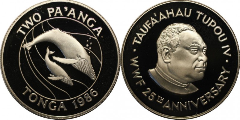 Weltmünzen und Medaillen, Tonga. 2 Pa'anga 1986, Silber. 0.84 OZ. Polierte Platt...