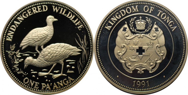 Weltmünzen und Medaillen, Tonga. 1 Pa'anga 1991, Silber. 0.93 OZ. Polierte Platt...