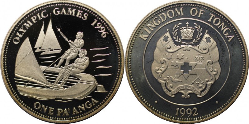 Weltmünzen und Medaillen, Tonga. 1 Pa'anga 1992, Silber. 0.93 OZ. Polierte Platt...