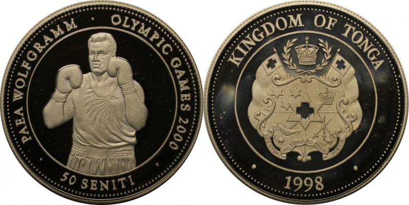 Weltmünzen und Medaillen, Tonga. 50 Senti 1998, Silber. 0.59 OZ. Polierte Platte...