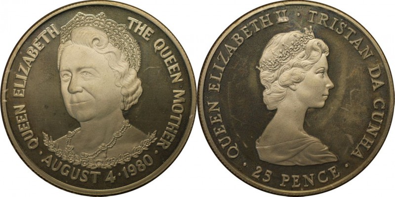 Weltmünzen und Medaillen, Tristan da Cunha. 25 Pence 1980. Silber. 0.84 OZ. Poli...