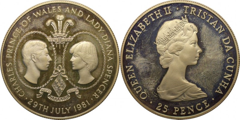 Weltmünzen und Medaillen, Tristan da cunha. 25 Pence 1981, Silber. 0.84 OZ. Poli...