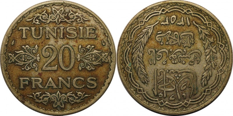 Weltmünzen und Medaillen, Tunesien / Tunisia. 20 Francs 1934, Silber. 0.44 OZ. S...
