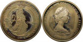 Weltmünzen und Medaillen, Turks und Caicos Inseln / Turks and Caicos Islands. 25 Crowns 1978, Silber. 1.3 OZ. Polierte Platte