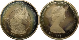 Weltmünzen und Medaillen, Turks und Caicos Inseln / Turks and Caicos Islands. 25 Crowns 1978, Silber. 1.3 OZ. Polierte Platte