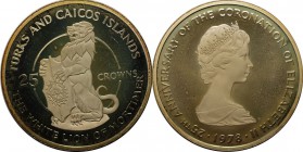 Weltmünzen und Medaillen, Turks und Caicos Inseln / Turks and Caicos Islands. 25 Crowns 1978, Silber. 1.3 OZ. Polierte Platte