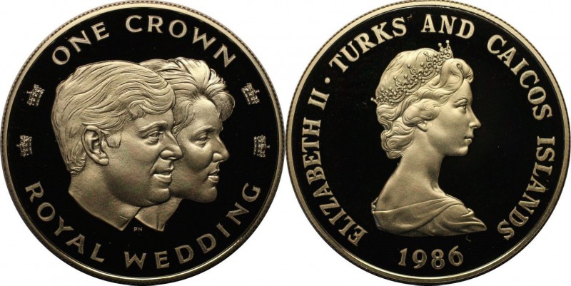 Weltmünzen und Medaillen, Turks Caicos. 1 Crown 1986, Silber. 0.84 OZ. Polierte ...
