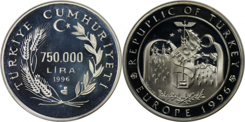 Weltmünzen und Medaillen, Türkei / Turkey. Türkei in Europa. 750000 Lira 1996, S...