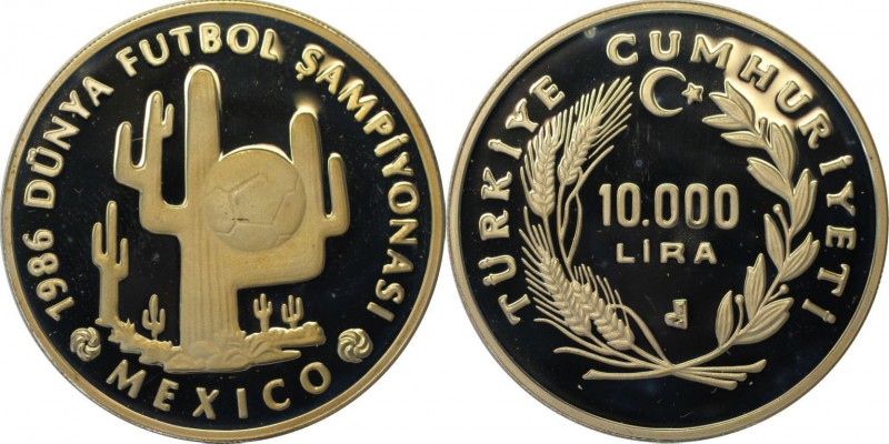 Weltmünzen und Medaillen, Türkei / Turkey. 10000 Lira 1976, Silber. 0.68 OZ. Pol...